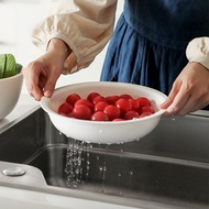 日本霜山 淺型可微波耐熱瀝水籃+盆兩件組-1.5L