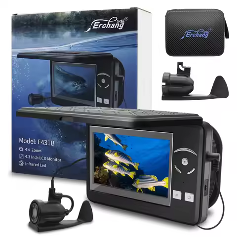 Erchang F431B 4x Digital Zoom Fish Finder Camera Underwater Fishing Camera 4.3" Monitor Ice/River Ca