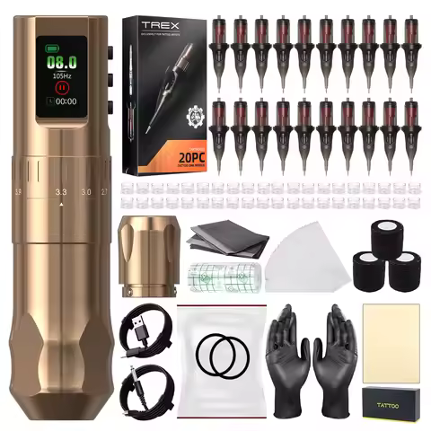 Tattoo Kit T-Rex High Quality Tattoo Pen Kit, Wireless Tattoo Machine Kit Adjustable 2.4mm-4.2mm 7-S