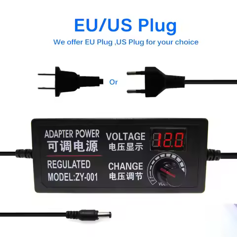 Adjustable Power Supply Adapter AC To DC 3V 9V 12V 24V 3A 5A Universal Adapter EU/Us Plugwith Displa