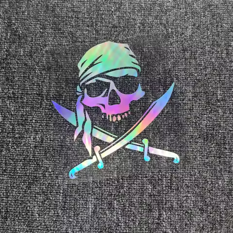 Car Stickers Skulls Blades Pirates Crossbones Funny Reflective Decals For Window Trunk Windshield Bu