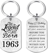 63rd Birthday Gifts for Men 1962, Happy 63rd Birthday Keychain, 63 Year Old Birthday Gifts for Women