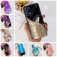 Casing Oppo Reno5 Pro 5G Case PDSM00 Fashion Cute Flowers Cat Shockproof Bumper Cover Oppo Reno5 Pro 5G Phone Case Transparent TPU 6.55''