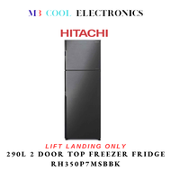 HITACHI 290L 2 DOOR FRIDGE RH350P7MSBBK TOP FREEZER [BRLLIANT BLACK] - 2 YEARS LOCAL WARRANTY