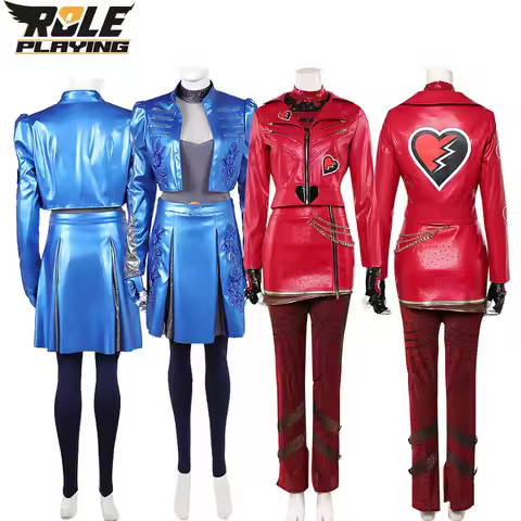 Red/Chloe Cosplay Descendants Costume Movie Heroine Roleplay Coat Skirt Clothing for Women Outfits H