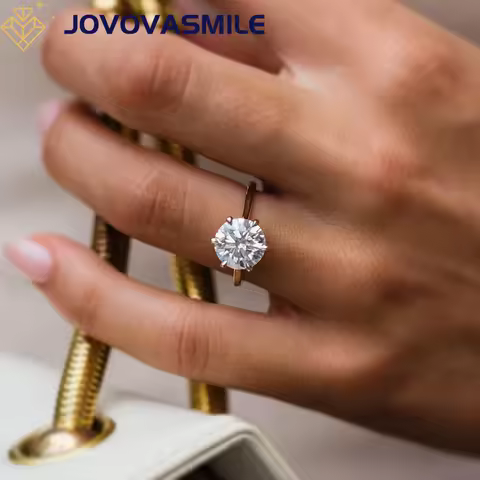JOVOVASMILE Moissanite Wedding Ring 3.5carat 9.5mm Round Brilliant Cut Two-Tone Genuine Original 14k