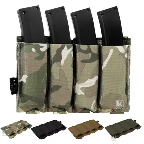 KRYDEX Tactical Quadruple Elastic Magazine Pouch MP7 SUB-Machine KRISS Pistol Mag Pouch MOLLE Mag Ho