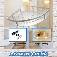 Wall Mounted Aluminium Silver Corner Rack For Bathroom Storage Punch Free Installation Space Saving 