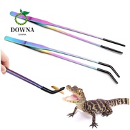 DOWNA 2PCS Straight and Curved Tweezers, with Rubber Tip Terrarium Tank Supplies Reptile Feeding Ton