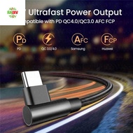 RADIV 90 Degrees Type C Cable, Nylon Braid 90 Degrees PD 60W Quick Charger Cord, Convenient Elbow Da