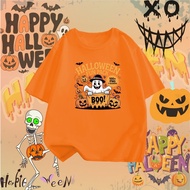 Baju T-shirt 2025 Happy Halloween dicetak dengan labu corak hantu T-shirt Halloween 2025 100CM-5XL#1