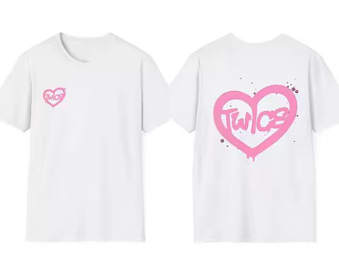 Kpop Heart TWICE World Tour T-shirt K-pop Band Cotton T-shirt 2026 Summer Neutral Streetwear Y2k Sty