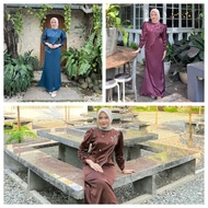Dress Aluna Satin Viral Termurah Gamis Simpel Gamis Elegan Full Payet Dress Lebaran Pesta Kondangan