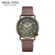 Solvil et Titus Exquisite 3 Hands Automatic Brown Leather Strap Men Watch W06-03299-003