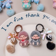 Seated Flocking Monkey Keychain Cute Keychain M Bead Jewelry Bag Pendant Live Streaming Trendy Play 