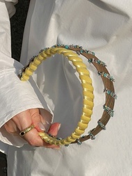 SoftServe柔軟供應  奶黃蛋捲海鹽巧克力螺旋意面 手工繞線髮箍