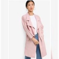 PRELOVED - BASIC WATERFALL TRENCH PINK JACKET  COAT