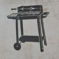 BBQ grill rack oven 美式 燒烤架 燒烤爐 高腳型 輪式 檯式 烤肉架 烤肉爐 木炭 不含肉叉 木頭檯面 可代為組裝 黑紅色