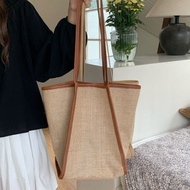 changfirstshop Look.Hive กระเป๋าผ้าป่านมินิมอล ทรงสวยแถมกระเป๋าหนังใบเล็ก 3 สี N039