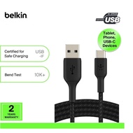 Belkin CAB002bt2M BoostCharge Braided USB-C to USB-A Cable (2m / 6.6ft, Black/White)