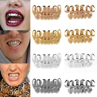 ชุดเสื้อและเลี่ยมทองด้านล่างครอบตะแกรงฟันฮิปฮอปชุบทอง14K แบบกำหนดเองใหม่ (ฟันแบนสีทอง)
