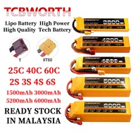 TCBWorth TCB Lipo Battery2S-6S 7.4V-22.2V 1500-6000mAh 40C-60C High Power Lipo Battery for RC Car Dr