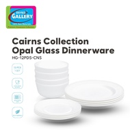 Home Gallery Cairns Opal Glass Dinnerware Set 12pcs Food Grade Material | Microwave and Freezer Safe