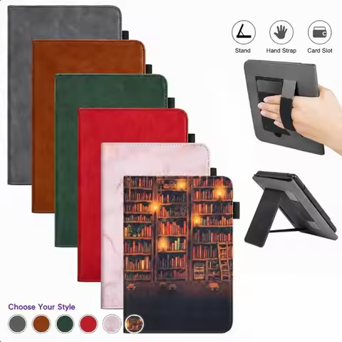 Stand Function E-Reader Case Auto Sleep/Wake Magnetic Closure Folio Stand Case Card Slot Hand Strap 