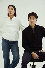 Thesilverneedle - Half-zip knitted sweater สเวตเตอร์สวมหัว ซิปครึ่งตัว