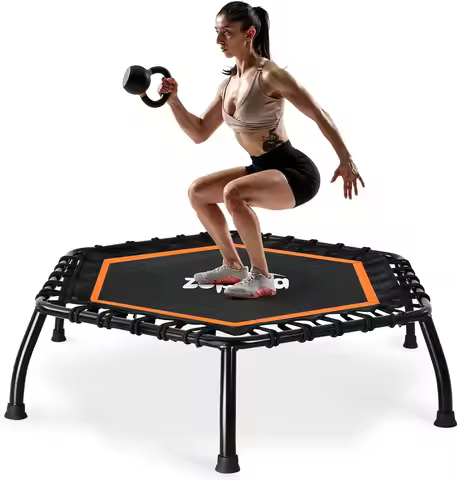 45inch Rebounder Trampoline for Adults with Adjustable bar Indoor Mini Small Fitness Workout Exercis
