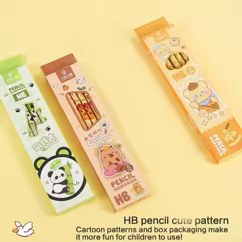 6PCS Cartoon Wooden Pencils Drawing Pencils Ergonomic Grip for Kid Student Class Reward Back to Scho