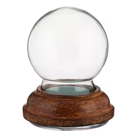 Empty Glass Snow Globe DIY Kit Wooden Base Creative Craft Project Adults Custom Water Globe Holiday