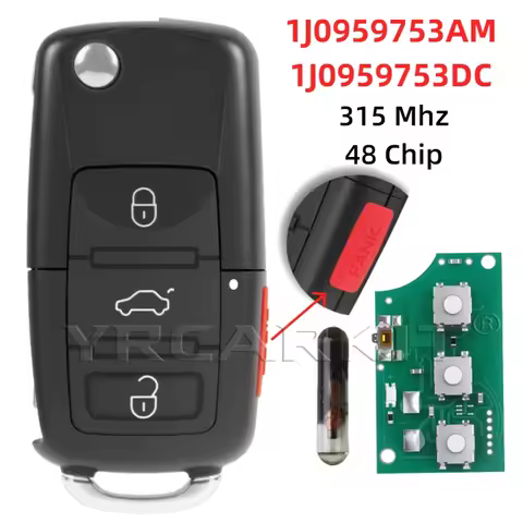 For Skoda Seat VW Beetle Golf Passat Jetta Flip Key Car Remote Key Entry Transmitter Fob 315Mhz ID48