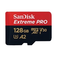 SANDISK  Extreme PRO microSD 128GB U3 A2 V30 記憶卡 (公司貨) (讀/寫速度: 200MB/90MB)(附轉卡)