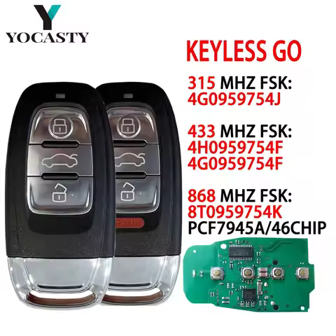 YOCASTY 8T0959754K Keyless Smart Key For For Audi 2010 2011 2012 2013 2014 2017 2018A4 A5 A6 A7 S5 3