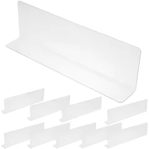 10 Pcs PVC Transparent L Shape Commodity Divider Shelf Splitter Retail Shelving Storage Holder Close