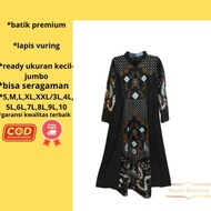 Gamis Batik Kombinasi Polos Kekinian Jumbo T102