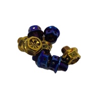 Yamaha / Honda mirror nut screw skrew set 2 biji (titanium blue/ gold)