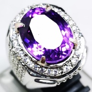 Men's RING AKIK NATURAL AMETHYST AMETHYST STONE RING SILVER BANGKOK 926 READY TO USE