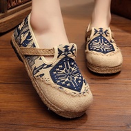 New Style Round Toe Cotton Linen Ethnic Style Women's Shoes Slip-On Old Beijing Cloth Shoes Embroide