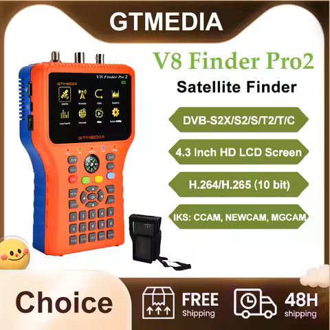 GTMEDIA V8 Finder Pro2 Satellite Finder DVB-S2X/S2/S/T2/T/C MPEG-2/4 H.264/H.265 (10 bit) VCM BISS a