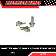 100 BIJI - Flange Bolt 8x20/ Baut Foot Step M8x20/ Baut Flange M8x20