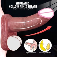 Realistic Penis Sleeve Liquid Silicone, Men Wearable Simluated Hollow Penis Sheath, Enlarge Condoms