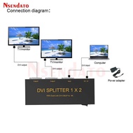 DVI Splitter 1X2 1 in 2 out DVI Switch Switcher 4K 1 DVI-D input and 2 DVI-D output 2 Port DVI Split