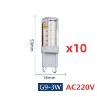 Bộ 10 Bóng Đèn LED E14 G9 G4 Gốm 3W 5W 9W 220V Ấm/Trắng Lạnh 360 Tia Góc Thay Thế Cho Đèn Pha Haloge