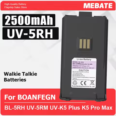 UV-5RH Pro Walkie Talkie Battery Type-C Charging BL-5RH Rechargable Battery For Baofeng DC7.4V UV-5R