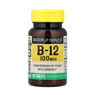 Mason, Vitamin B-12, 100 Tablets, Cyanocobalamin, Conversion of Food into Energy, B12