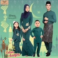 NOELLE Baju Raya Family Sedondon 2024 Baju Kurung Ibu Anak Baju Melayu Ayah Anak Baby JANICE PRO - E