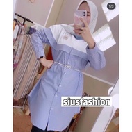 TUNIK KEMEJA KOMBINASI KEMEJA SALUR BIRU DAN BB KUALITAS IMPORT 2068/929