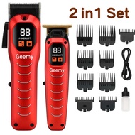Geemy 2-in-1 Professional Hair Clipper & T-Blade Trimmer Set – 6500RPM Rotary Motor, High Capacity B